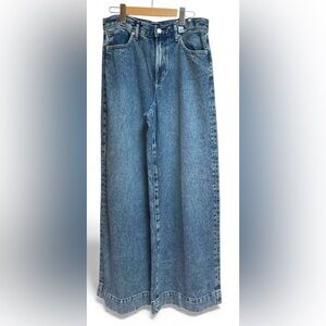 NWT Express Women's High Rise Wide Leg‎ Jeans Size 4R Blue Lyocell Cotton Blend